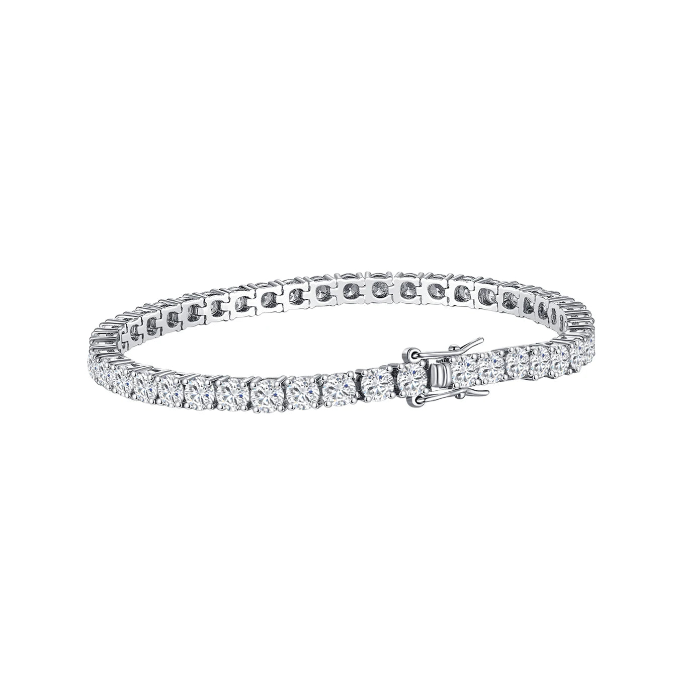Aivenchy S925 Sterling Silver Rhodium Plated Chain Bracelet Luxury 4mm Moissanite Stone Women Tennis Bracelet
