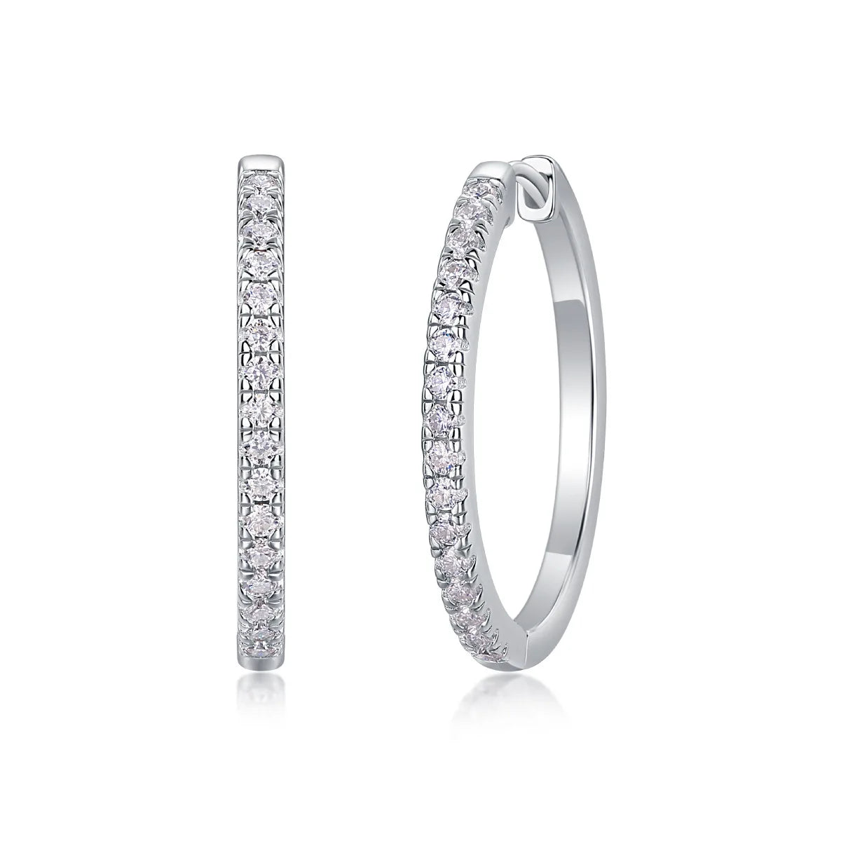Classic 1.5MM Pave Setting VVS GRA Moissanite Hoop Earrings Fashion 925 Sterling Silver Platinum Plated Jewelry Women's Gifts