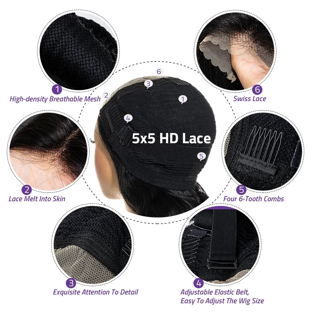 38 40 Inches 200% Density Bone Straight 13x6 HD Transparent Lace Frontal Wig Brazilian Human Hair 5x5 Lace Front Wigs For Women