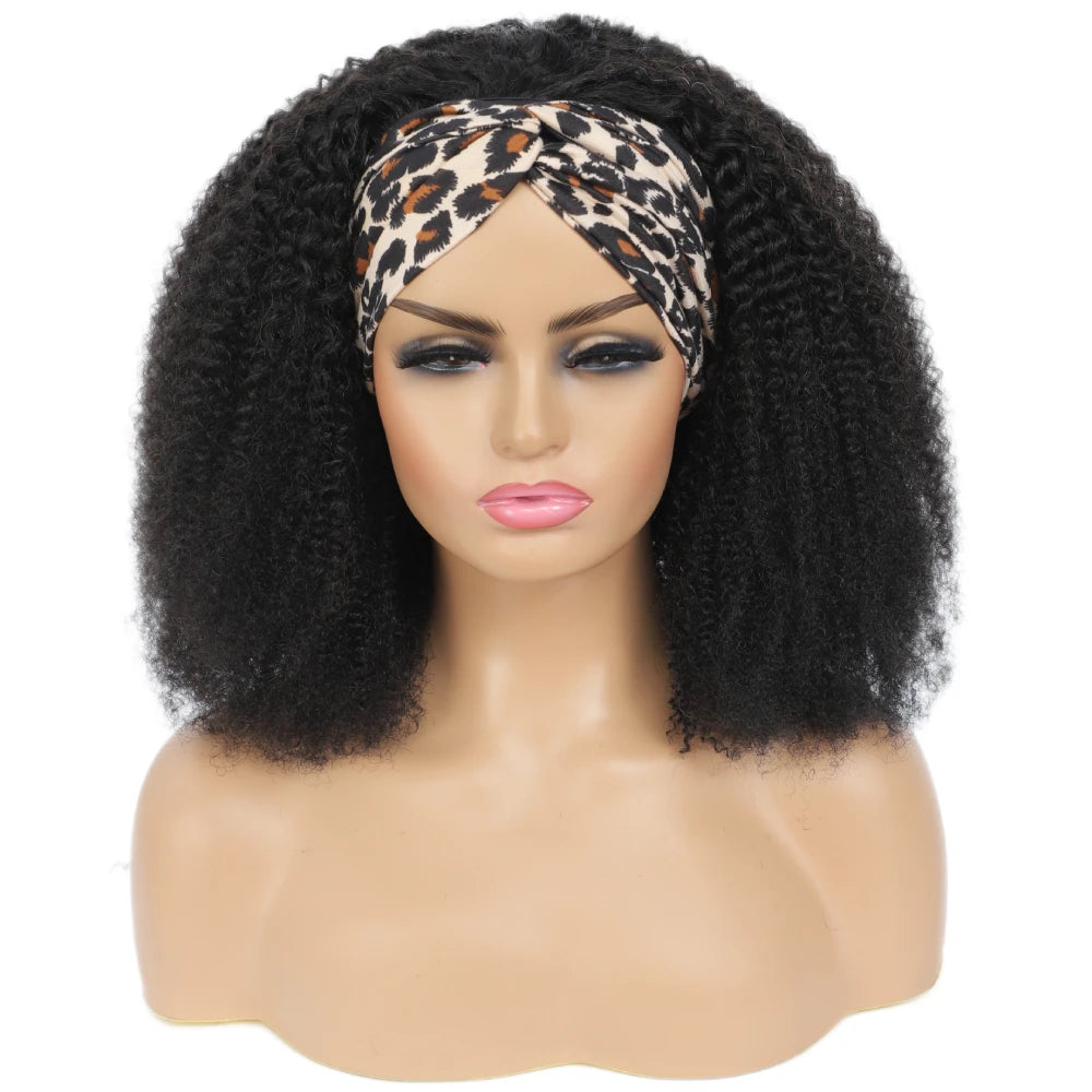180% Density Afro Kinky Curly Headband Wig Human Hair For Black Women No Glue No Gel Wear Go Brazilian Wigs On Sale Headbands