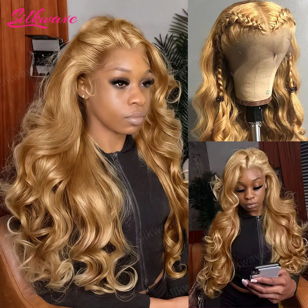 27 Honey Blonde Body Wave Human Hair Wig 13x6 Hd Lace Frontal Wig Color Human Hair 200 Density Colored Preplucked Brazilian Wigs