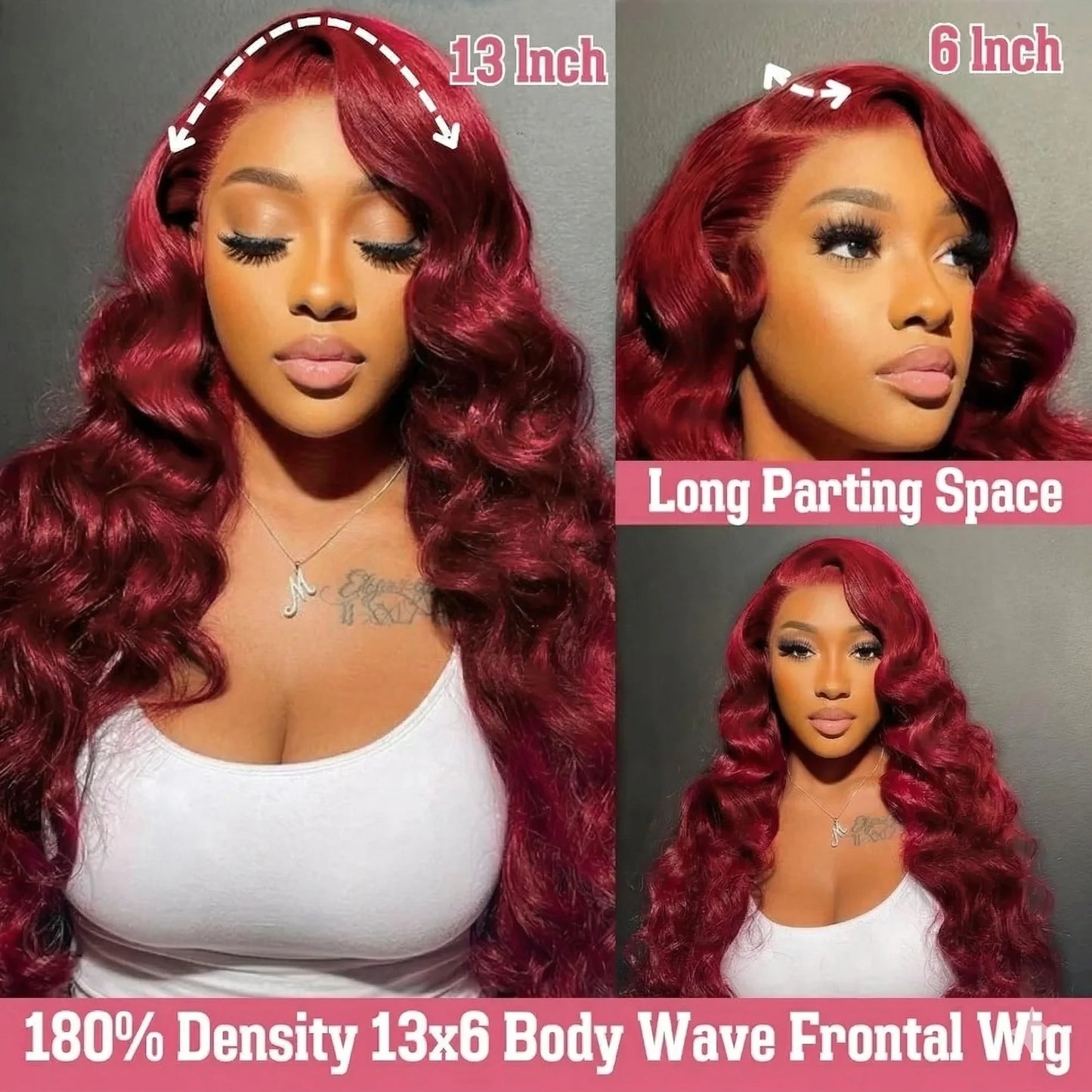 99J Burgundy Body Wave 13x6 HD Lace Frontal Human Hair Wigs for Women 250% Density Brazilian Red Color 13x7 Lace Frontal Wig 40