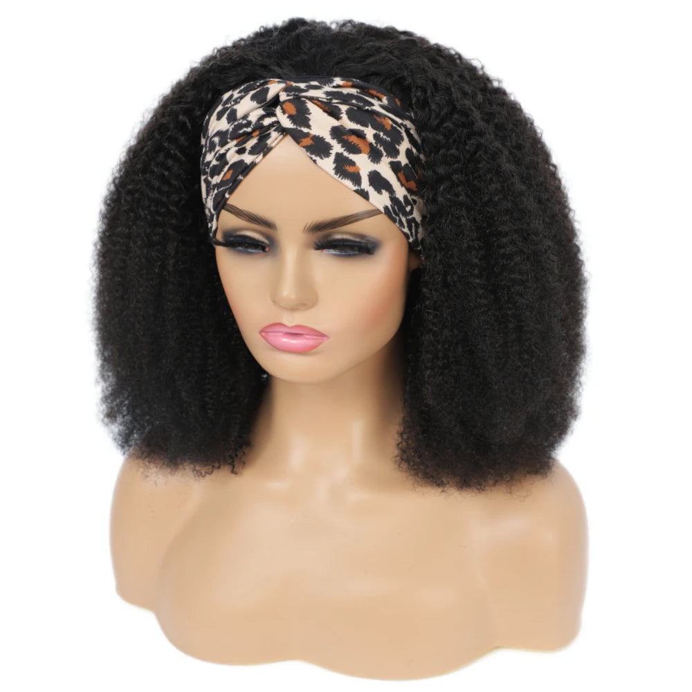 180% Density Afro Kinky Curly Headband Wig Human Hair For Black Women No Glue No Gel Wear Go Brazilian Wigs On Sale Headbands