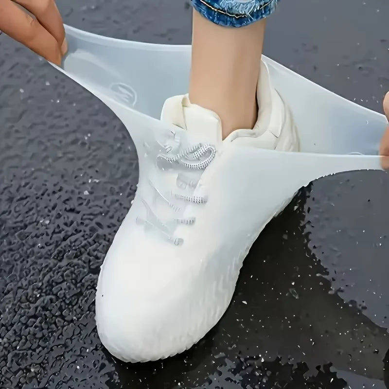 1 Piece of Latex Rain Boots Waterproof Shoe Cover White, Rain Shoe Cover, All Day Comfortable Elastic Fit, Unisex Shoe Cover