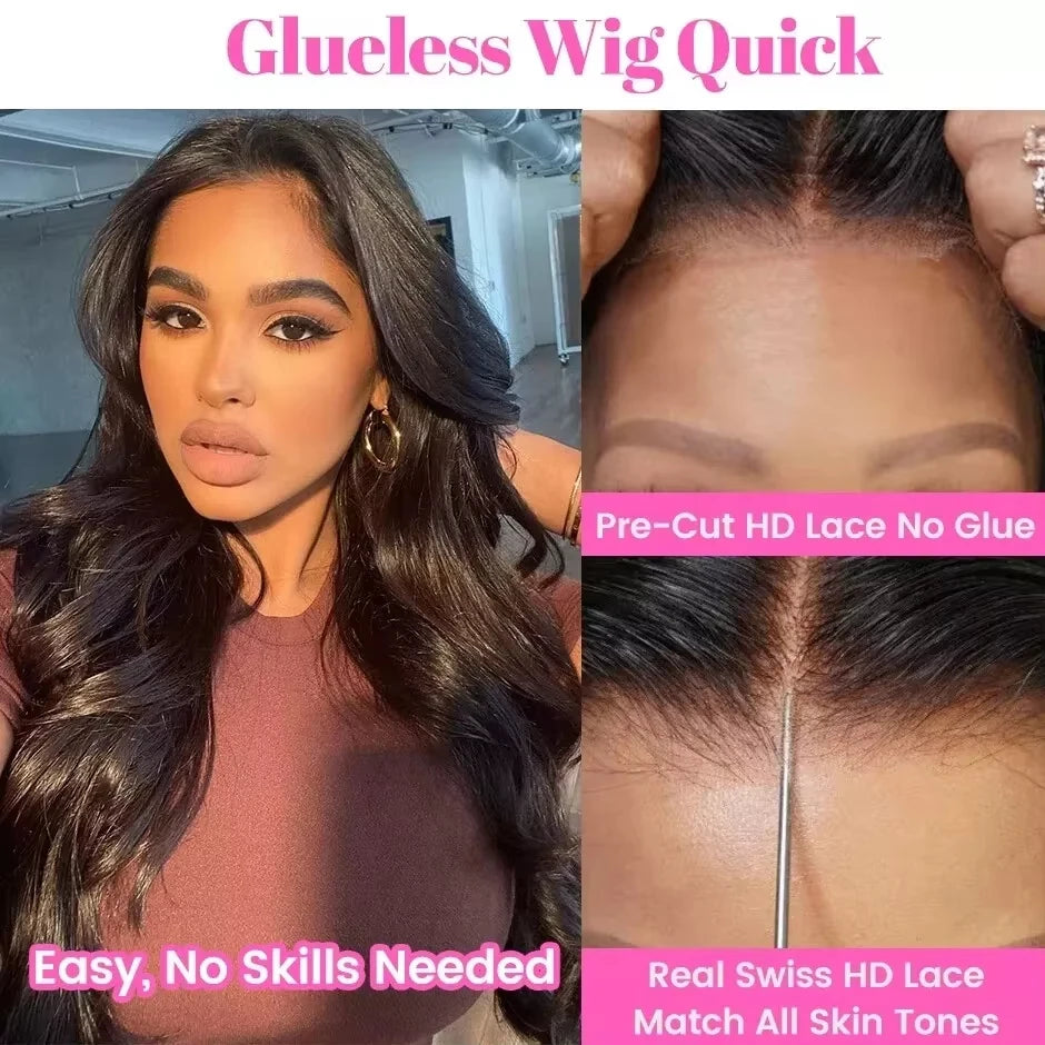 30 40 inch glueless wigs Body Wave human hair Brazilian 13x6 hd transparent lace front wig human hair closure  7x6 250Density