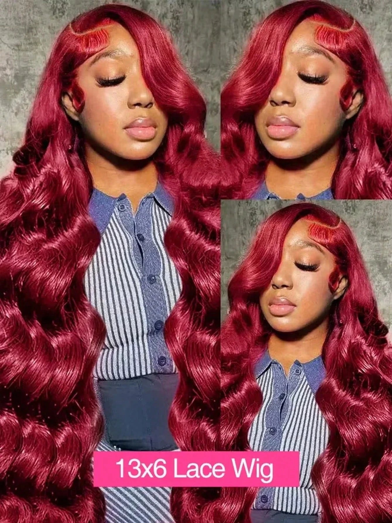 99J Burgundy Body Wave 13x6 HD Lace Frontal Human Hair Wigs for Women 250% Density Brazilian Red Color 13x7 Lace Frontal Wig 40