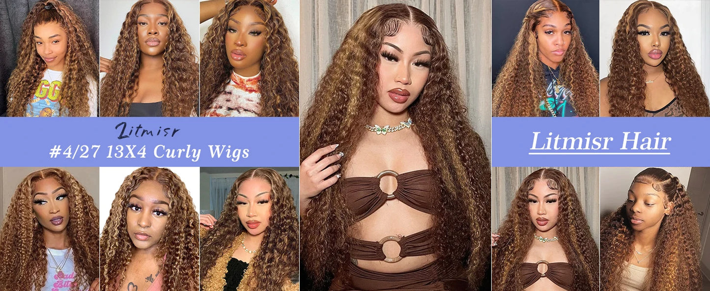 Loose Deep Wave Wig Human Hair Ready To Wear13x4 13x6 Lace Closure Curly Highlight Ombre 4/27 Preplucked Hairline Pre Cut