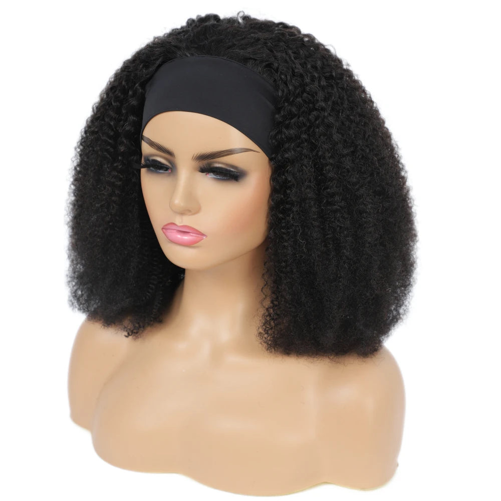 180% Density Afro Kinky Curly Headband Wig Human Hair For Black Women No Glue No Gel Wear Go Brazilian Wigs On Sale Headbands