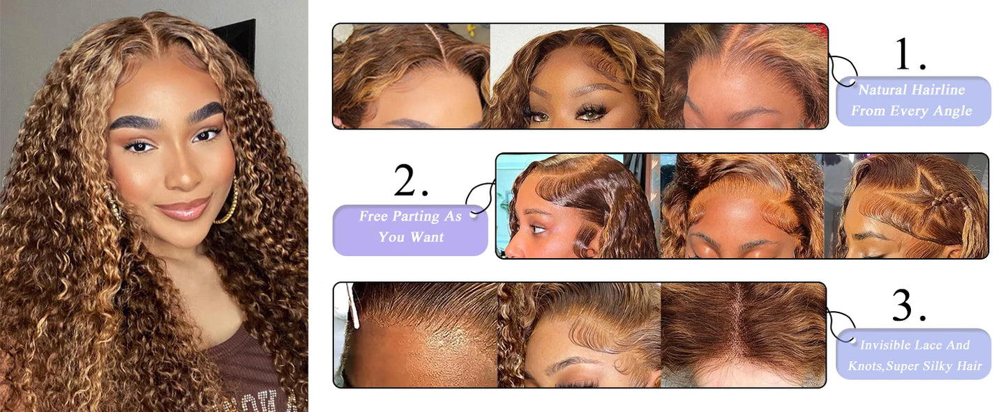 Loose Deep Wave Wig Human Hair Ready To Wear13x4 13x6 Lace Closure Curly Highlight Ombre 4/27 Preplucked Hairline Pre Cut