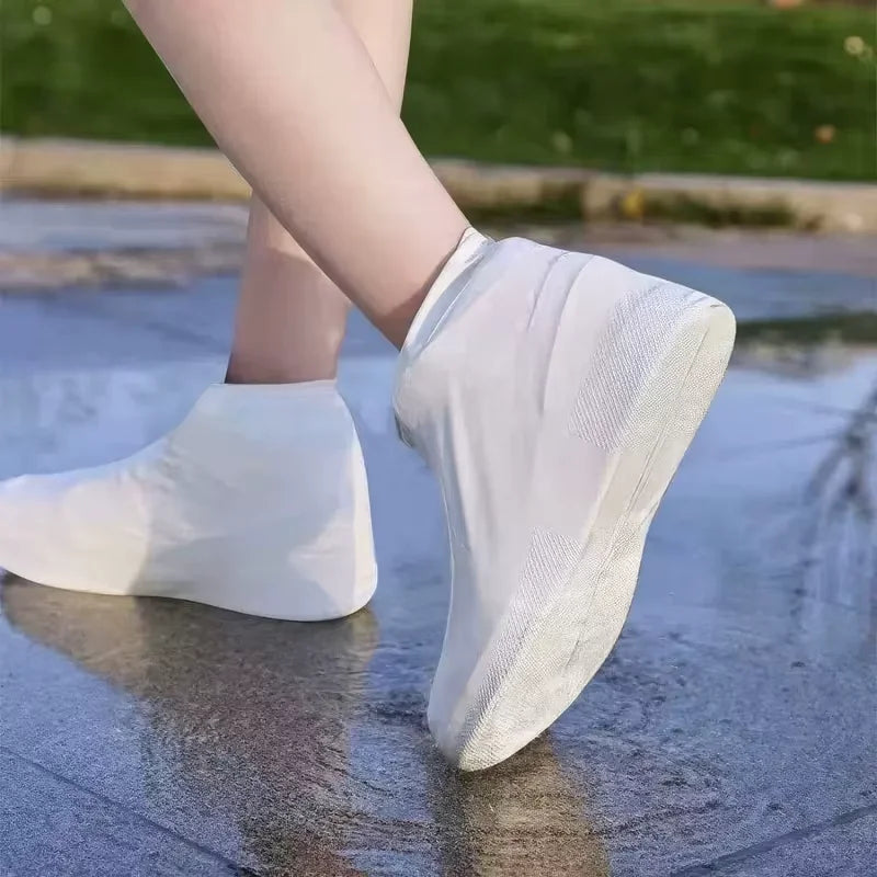 1 Piece of Latex Rain Boots Waterproof Shoe Cover White, Rain Shoe Cover, All Day Comfortable Elastic Fit, Unisex Shoe Cover