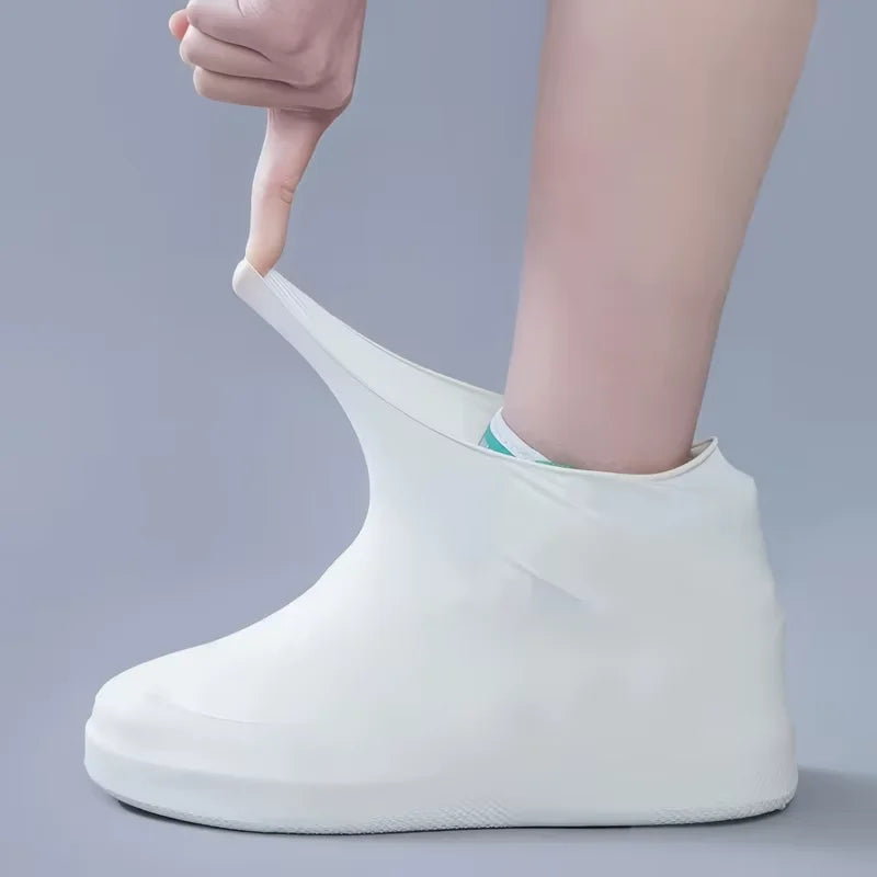 1 Piece of Latex Rain Boots Waterproof Shoe Cover White, Rain Shoe Cover, All Day Comfortable Elastic Fit, Unisex Shoe Cover