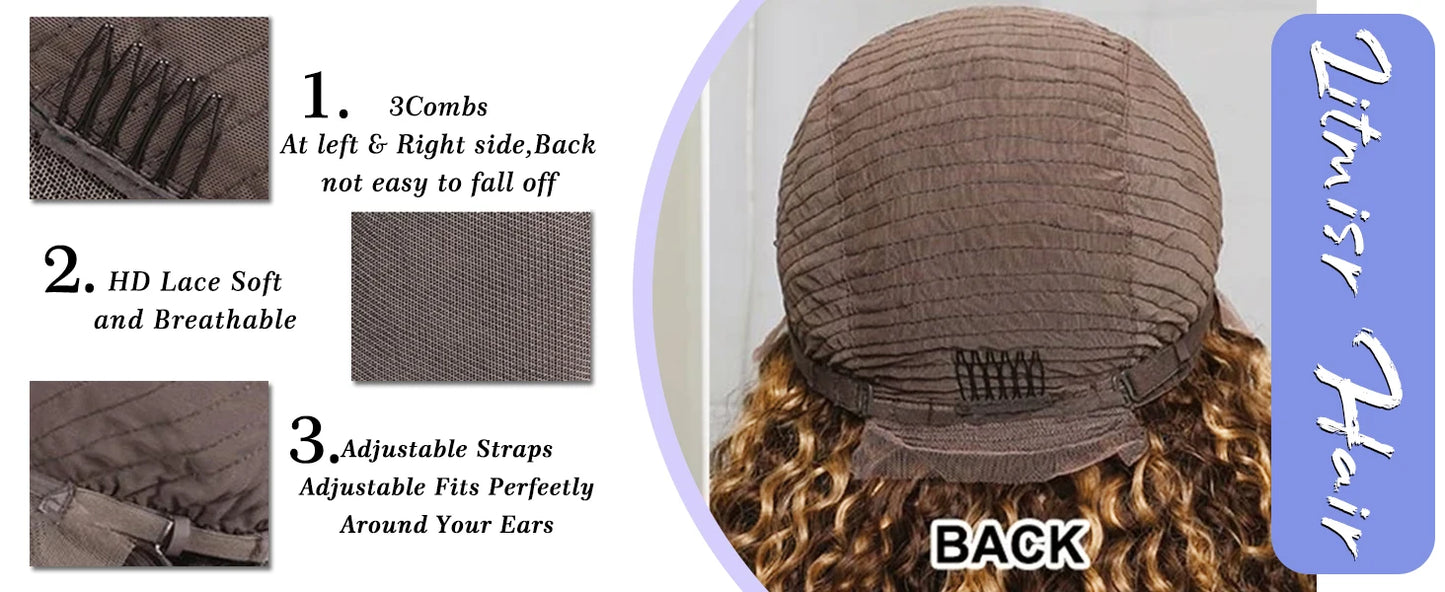 Loose Deep Wave Wig Human Hair Ready To Wear13x4 13x6 Lace Closure Curly Highlight Ombre 4/27 Preplucked Hairline Pre Cut