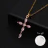 US Local Stock Fast Shipping Cross Pendant High Quality Zircon Gold Plated Stainless Steel Chain Charms Pendants Christian Gift