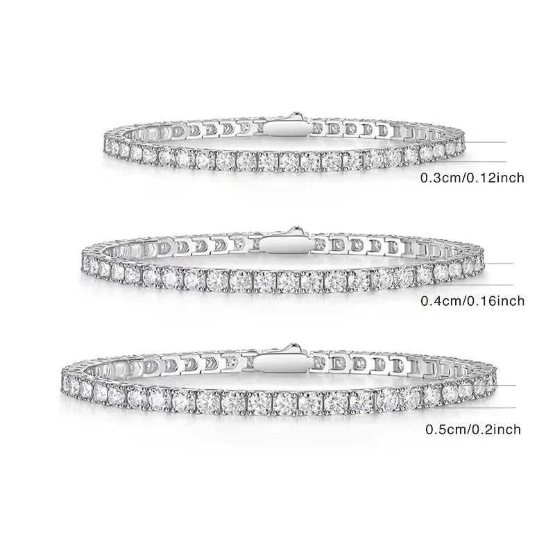 925 Sterling Silver Moissanite Tennis Bracelet 4.0mm Men Women Hiphop Rock Gold Plated Luxury Fine Jewelry Chain Unisex Bracelet