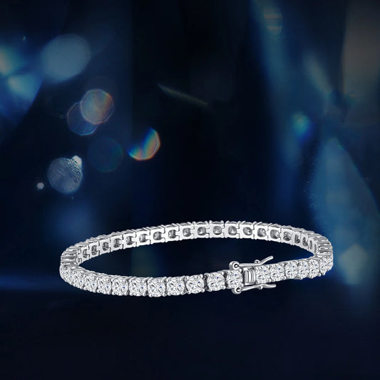 Aivenchy S925 Sterling Silver Rhodium Plated Chain Bracelet Luxury 4mm Moissanite Stone Women Tennis Bracelet