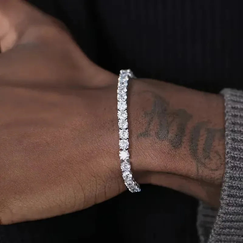 Iced Out 3mm VVS Tennis Bracelet Moissanite 925 Sterling Silver Gold Plated Moissanite Fine Jewelry Men Women Unisex Bracelet
