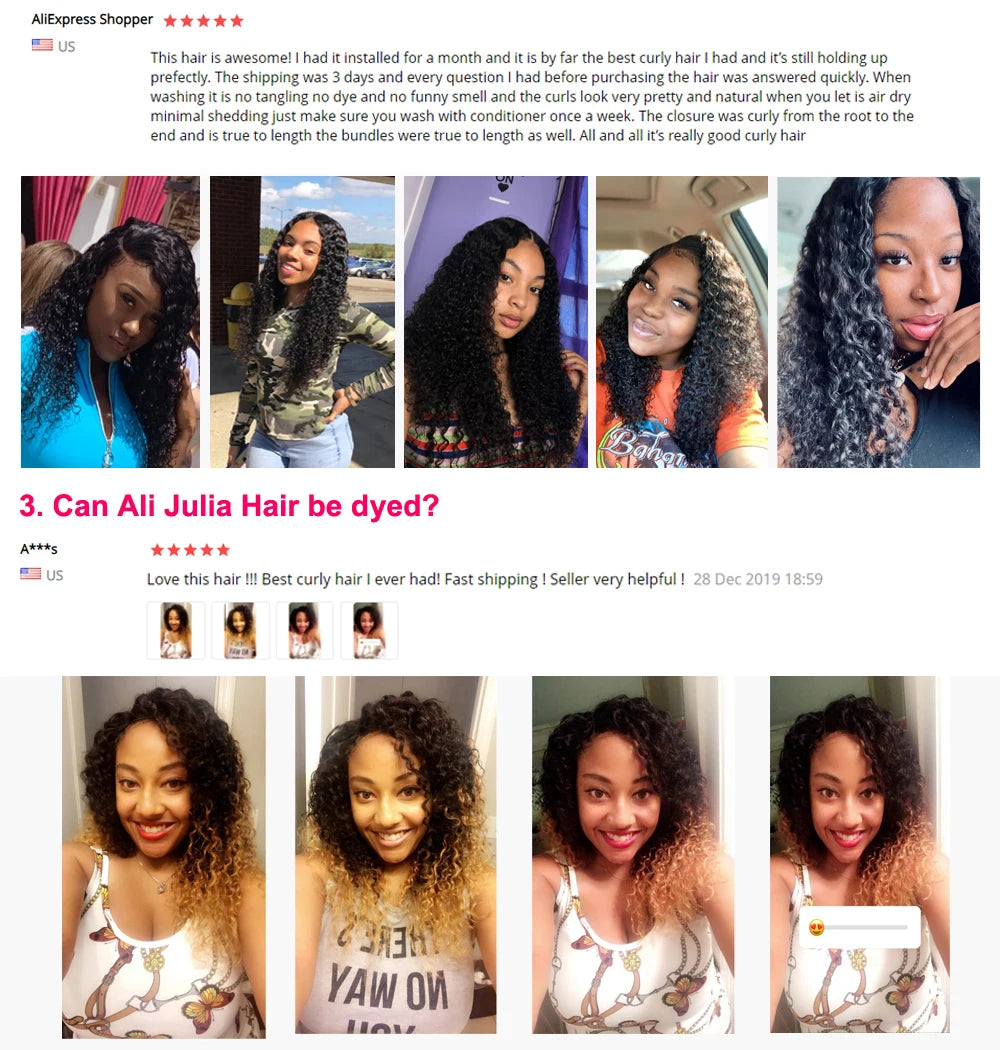 Julia Hair Curly Bundles 1/3 PCS 12A Virgin 100% Human Hair Bundles Brazilian Hair Weave Bundles