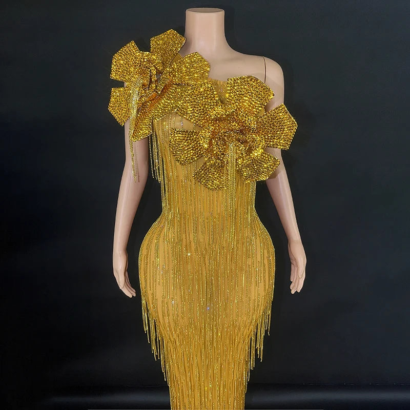 Sleeveless tassel evening dress