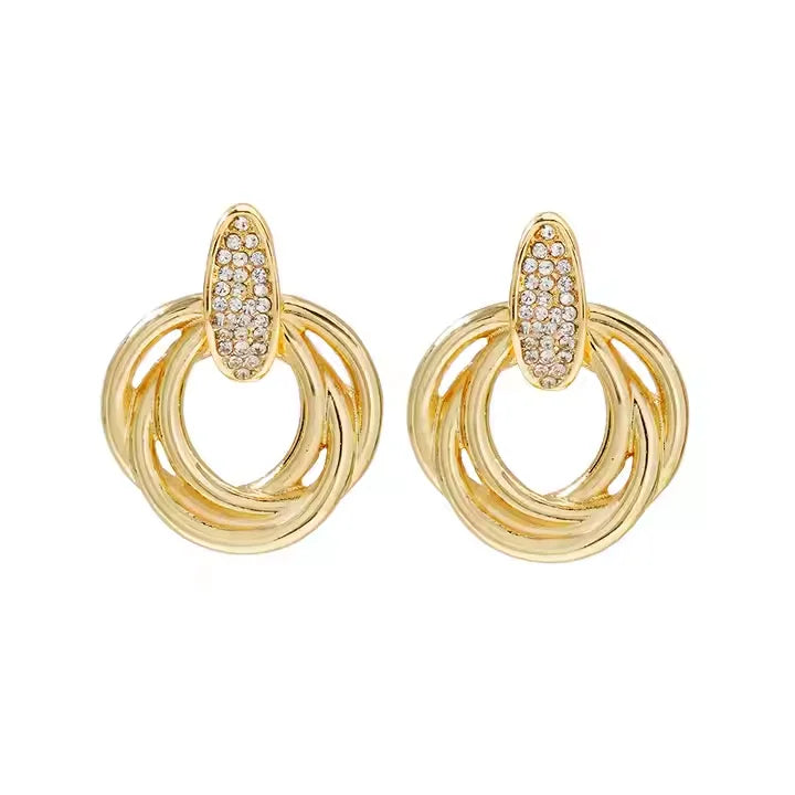 USA Stock New Arrival Trendy Gold Plated Pearl Drop Earrings for Women Minimalist Geometric Hoop Earrings Jewelry
