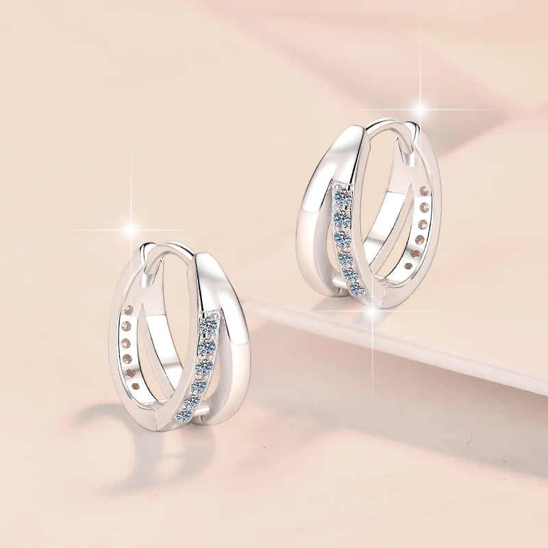 DDP to US Women's S925 Sterling Silver Hoop Earrings Fine VVS1 Full D Color Moissanite Great Gift Idea