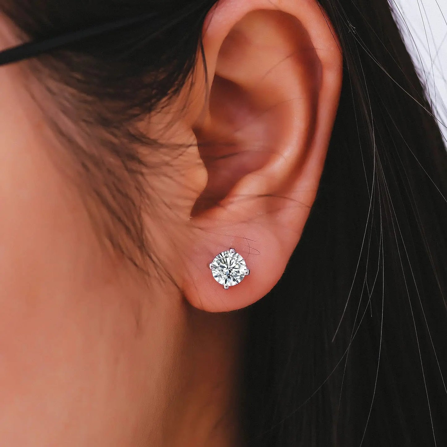1carat Diamond Stud Earring  925 Silver Plated with 18k Gold Earring Set 6.5mm DEF VVS Moissanite Earring for Ladies' Jewelry