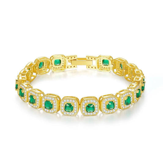 Gold Plated Chain Bracelet Women's Fashion Bracelet 14K 18K Gold CZ Zirconia Zircon Heart Emerald Women Tennis Bracelet Link