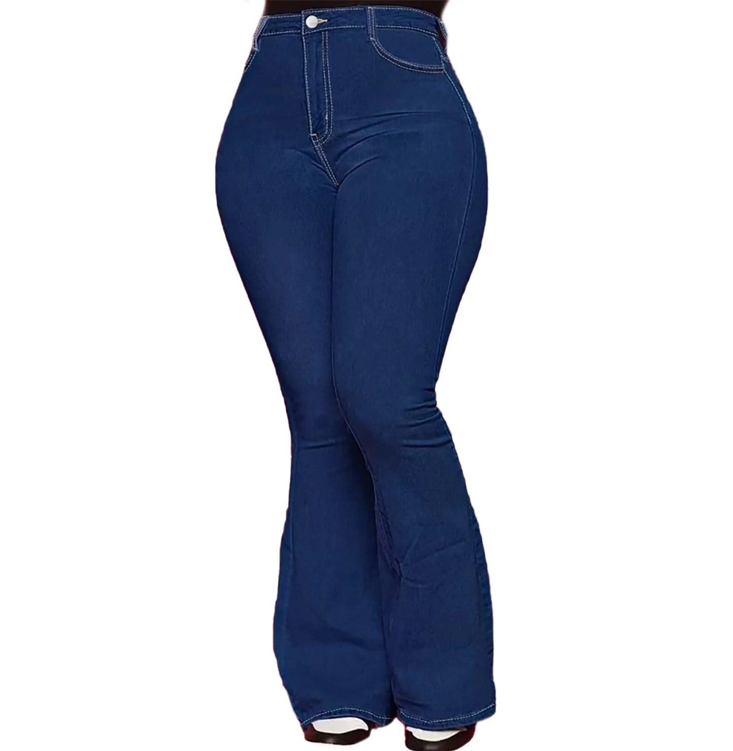 Women's Plus Size High Waist Straight Baggy Design Sky Flare Denim Jeans Custom Wide Leg Washable Feature Solid Wholesale Casual