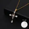US Local Stock Fast Shipping Cross Pendant High Quality Zircon Gold Plated Stainless Steel Chain Charms Pendants Christian Gift