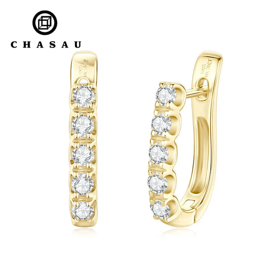 Factory Wholesale Diamond Hoop Earrings D Vvs Grade 2.5mm Moissanite Type 925 Sterling Silver Single-Row Earrings for Women