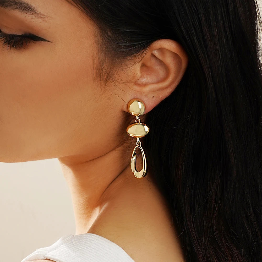 USA Stock New Arrival Trendy Gold Plated Pearl Drop Earrings for Women Minimalist Geometric Hoop Earrings Jewelry