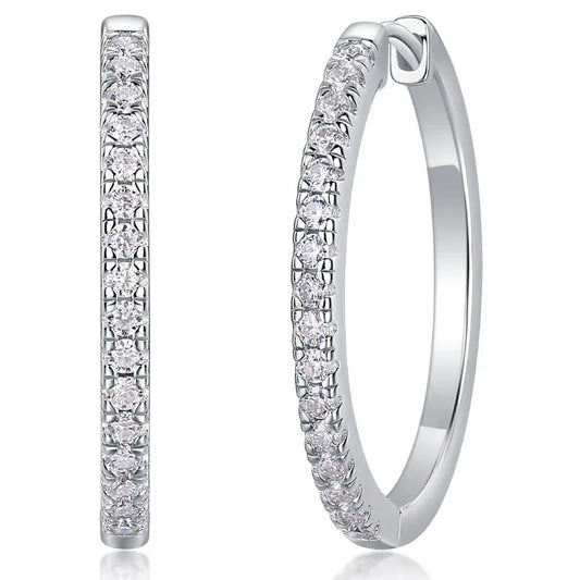 Classic 1.5MM Pave Setting VVS GRA Moissanite Hoop Earrings Fashion 925 Sterling Silver Platinum Plated Jewelry Women's Gifts
