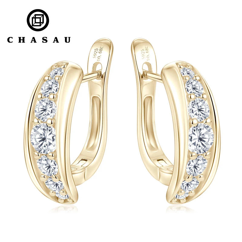 Unique Wedding Jewelry 925 Silver Moissanite 4mm&3mm&2.5mm&2mm U-Shaped Women's Glider Design Hoop Earring for Women