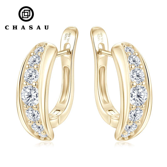 Unique Wedding Jewelry 925 Silver Moissanite 4mm&3mm&2.5mm&2mm U-Shaped Women's Glider Design Hoop Earring for Women
