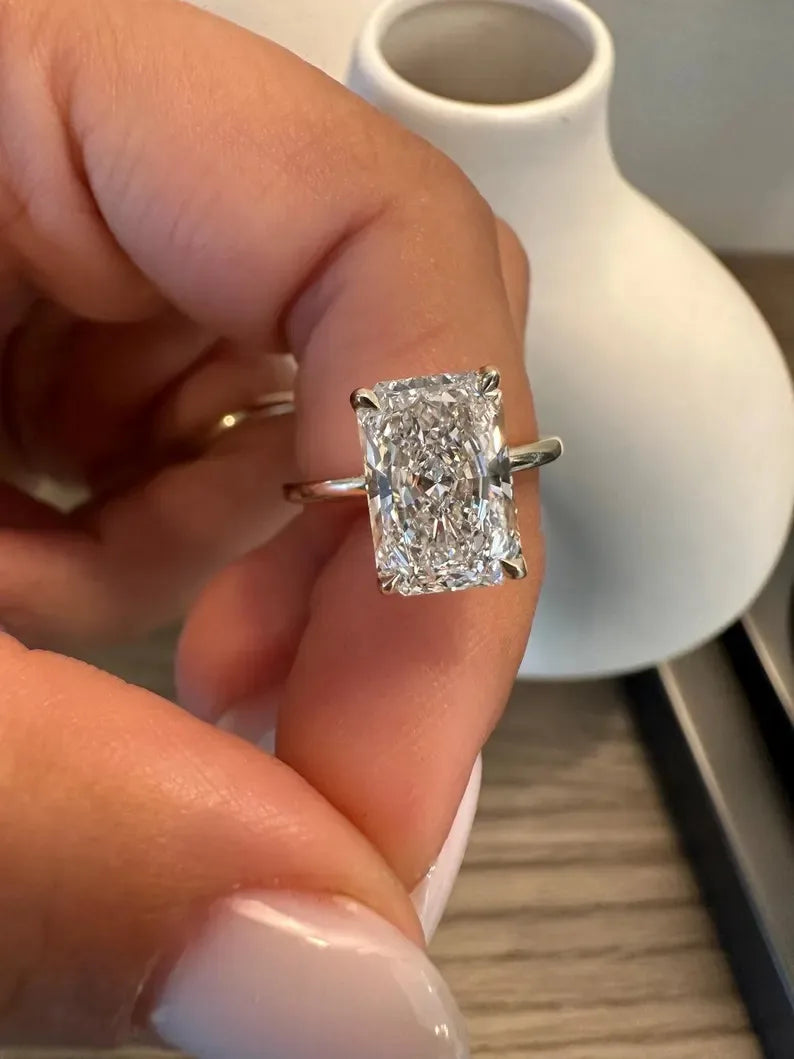 4 Carat Radiant Cut Lab Grown Diamond Engagement Ring IGI Certified Lab Created Diamond Ring
