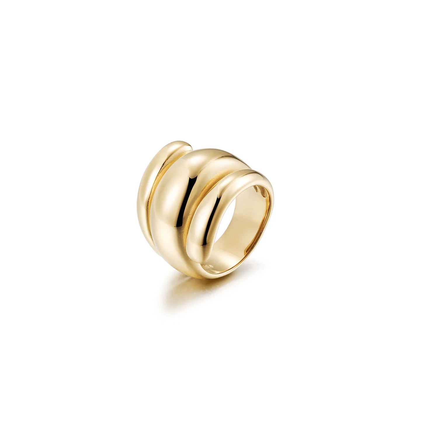 Double Layer Gold-Plated Stainless Steel Rings Natural Stone Trendy Engraved Logo Wedding Engagement Party Gift Ideas for Women
