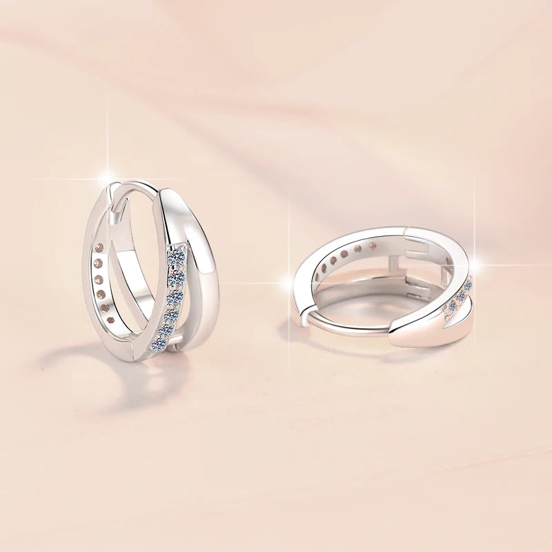 DDP to US Women's S925 Sterling Silver Hoop Earrings Fine VVS1 Full D Color Moissanite Great Gift Idea
