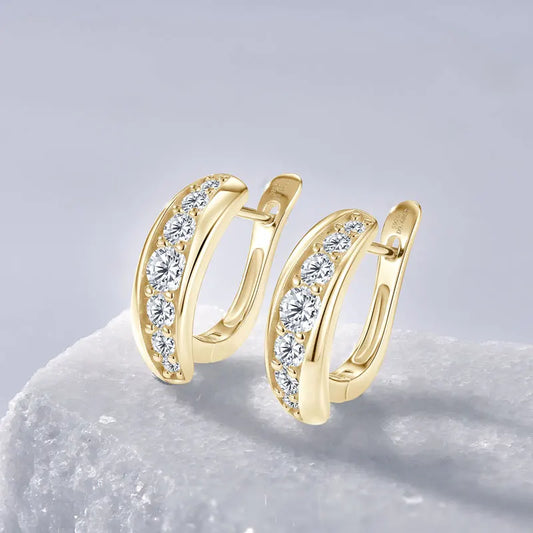 Unique Wedding Jewelry 925 Silver Moissanite 4mm&3mm&2.5mm&2mm U-Shaped Women's Glider Design Hoop Earring for Women