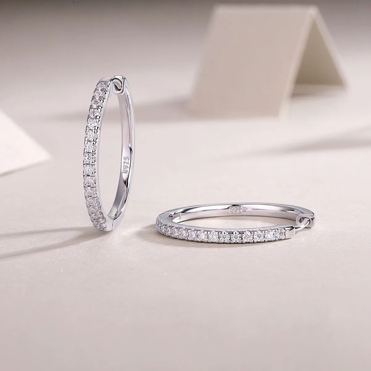 Classic 1.5MM Pave Setting VVS GRA Moissanite Hoop Earrings Fashion 925 Sterling Silver Platinum Plated Jewelry Women's Gifts