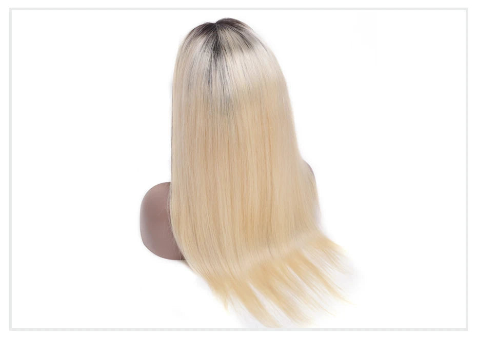 13x6 Lace Frontal Wig Brazilian Straight Human Hair Wig 2 Tone Dark Root 1B 613 Ombre Blonde Lace Front Wigs For Black Women 40"