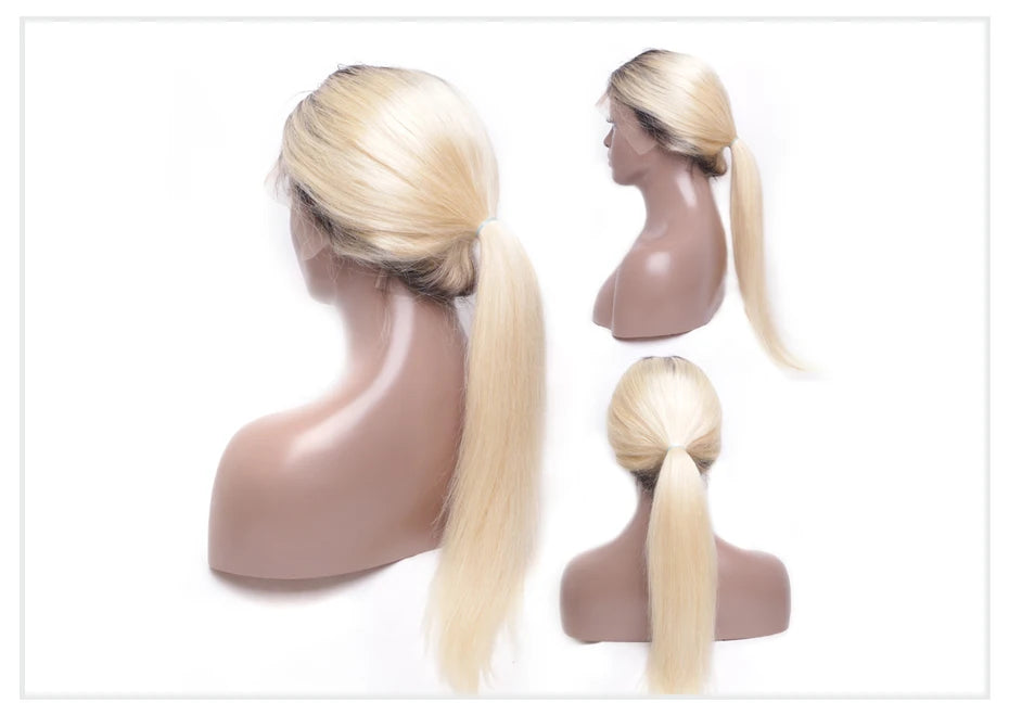 13x6 Lace Frontal Wig Brazilian Straight Human Hair Wig 2 Tone Dark Root 1B 613 Ombre Blonde Lace Front Wigs For Black Women 40"