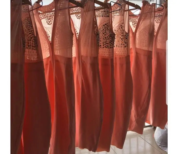 Sleeveless tassel evening dress