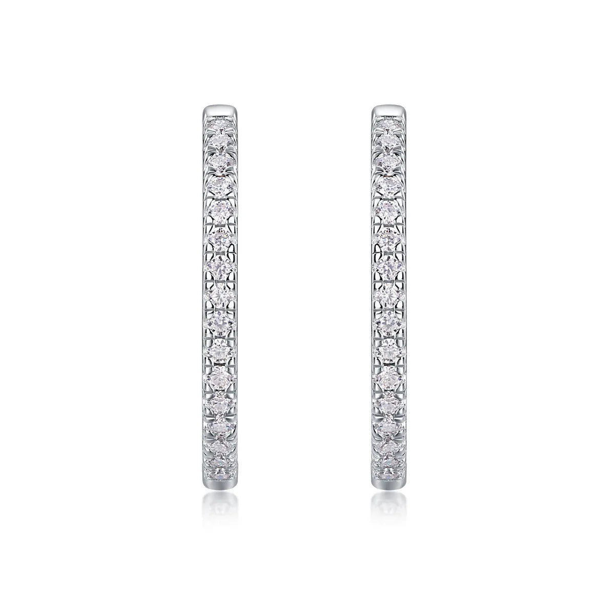 Classic 1.5MM Pave Setting VVS GRA Moissanite Hoop Earrings Fashion 925 Sterling Silver Platinum Plated Jewelry Women's Gifts