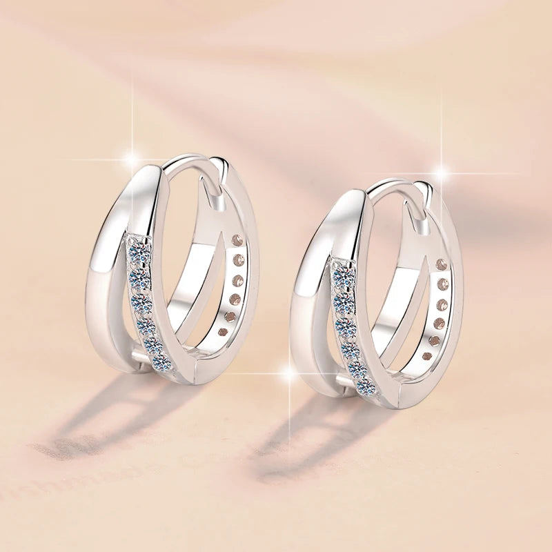 DDP to US Women's S925 Sterling Silver Hoop Earrings Fine VVS1 Full D Color Moissanite Great Gift Idea