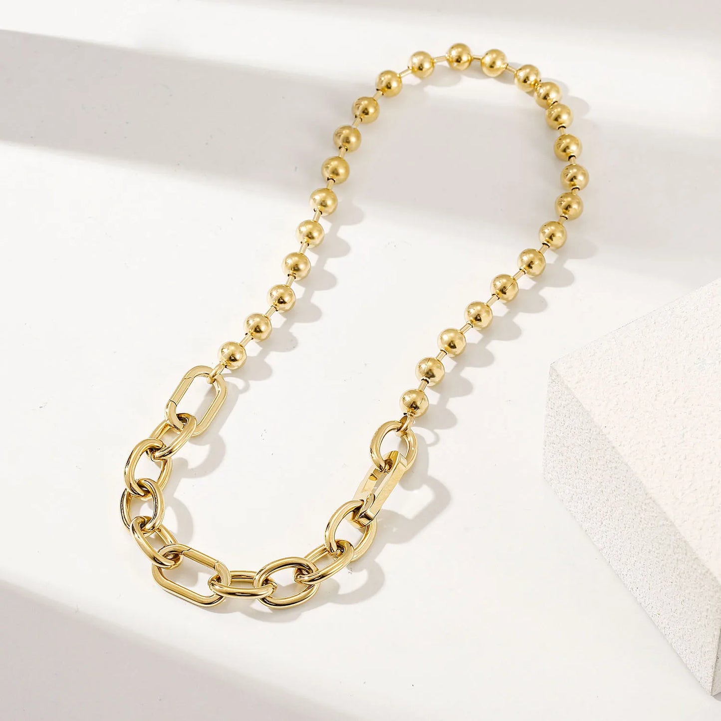 Unisex 18K Gold Plated Stainless Steel Necklace Classic Butterfly Shape Link Chain with Diamond Main Stone