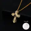US Local Stock Fast Shipping Cross Pendant High Quality Zircon Gold Plated Stainless Steel Chain Charms Pendants Christian Gift