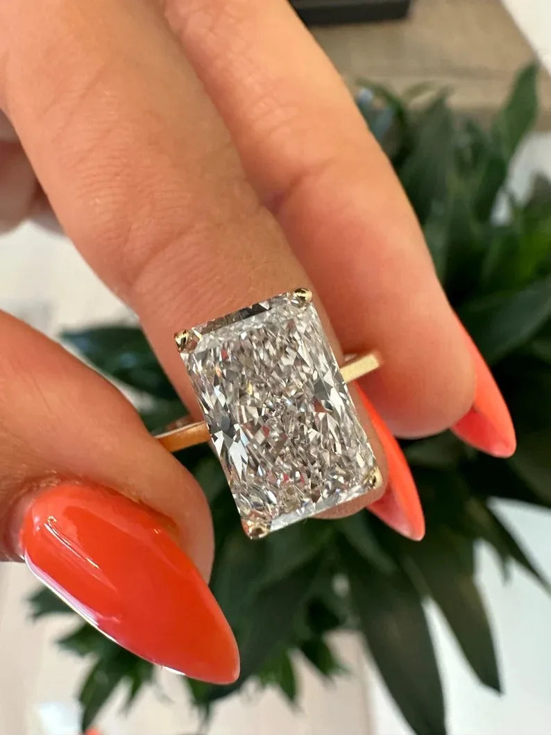 4 Carat Radiant Cut Lab Grown Diamond Engagement Ring IGI Certified Lab Created Diamond Ring