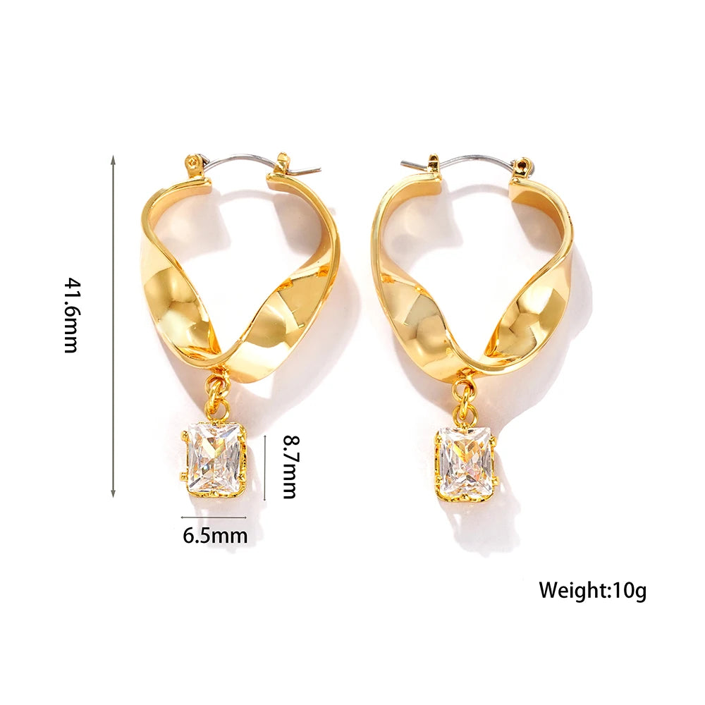 USA Stock New Arrival Trendy Gold Plated Pearl Drop Earrings for Women Minimalist Geometric Hoop Earrings Jewelry