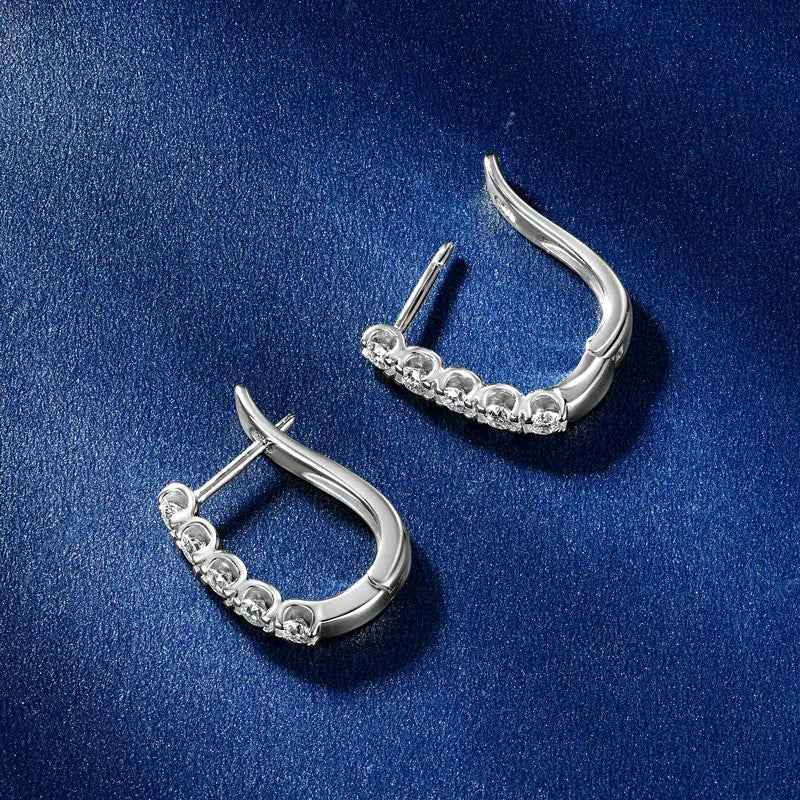 Factory Wholesale Diamond Hoop Earrings D Vvs Grade 2.5mm Moissanite Type 925 Sterling Silver Single-Row Earrings for Women