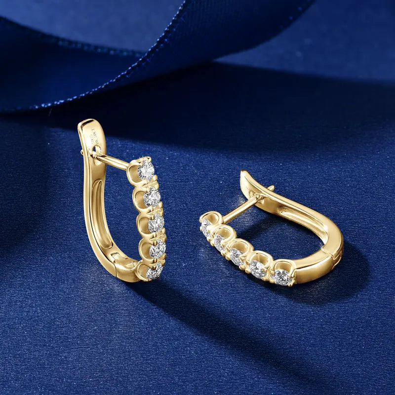 Factory Wholesale Diamond Hoop Earrings D Vvs Grade 2.5mm Moissanite Type 925 Sterling Silver Single-Row Earrings for Women