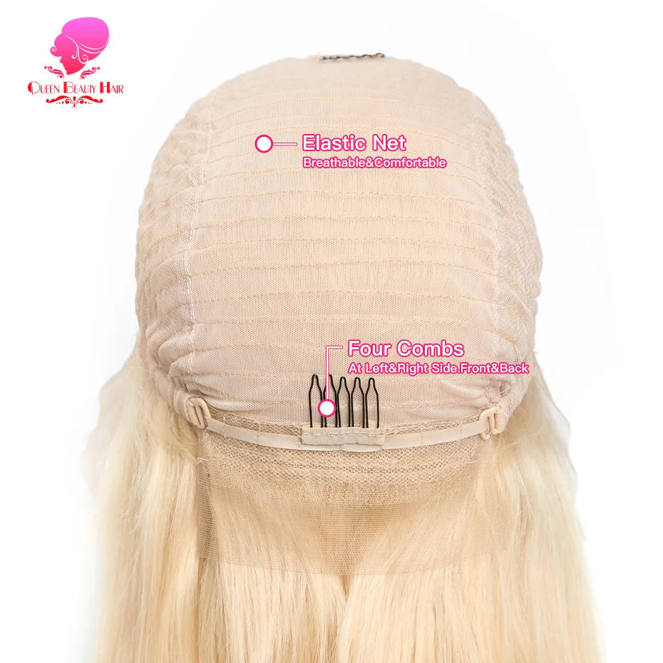 13x6 360 Lace Wig Human Hair Pre Plucked 613 Blonde Colored Lace Front Wigs Bone Straight Ponytail Human Hair Lace Frontal Wig